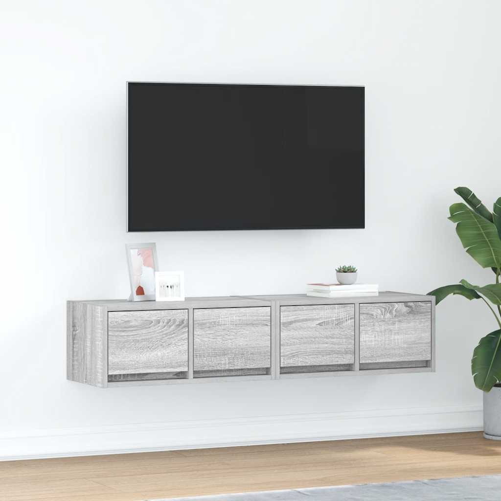 Tv-Seinäkaapit 2 Kpl 60X31X25,5 Cm Tekninen Puu