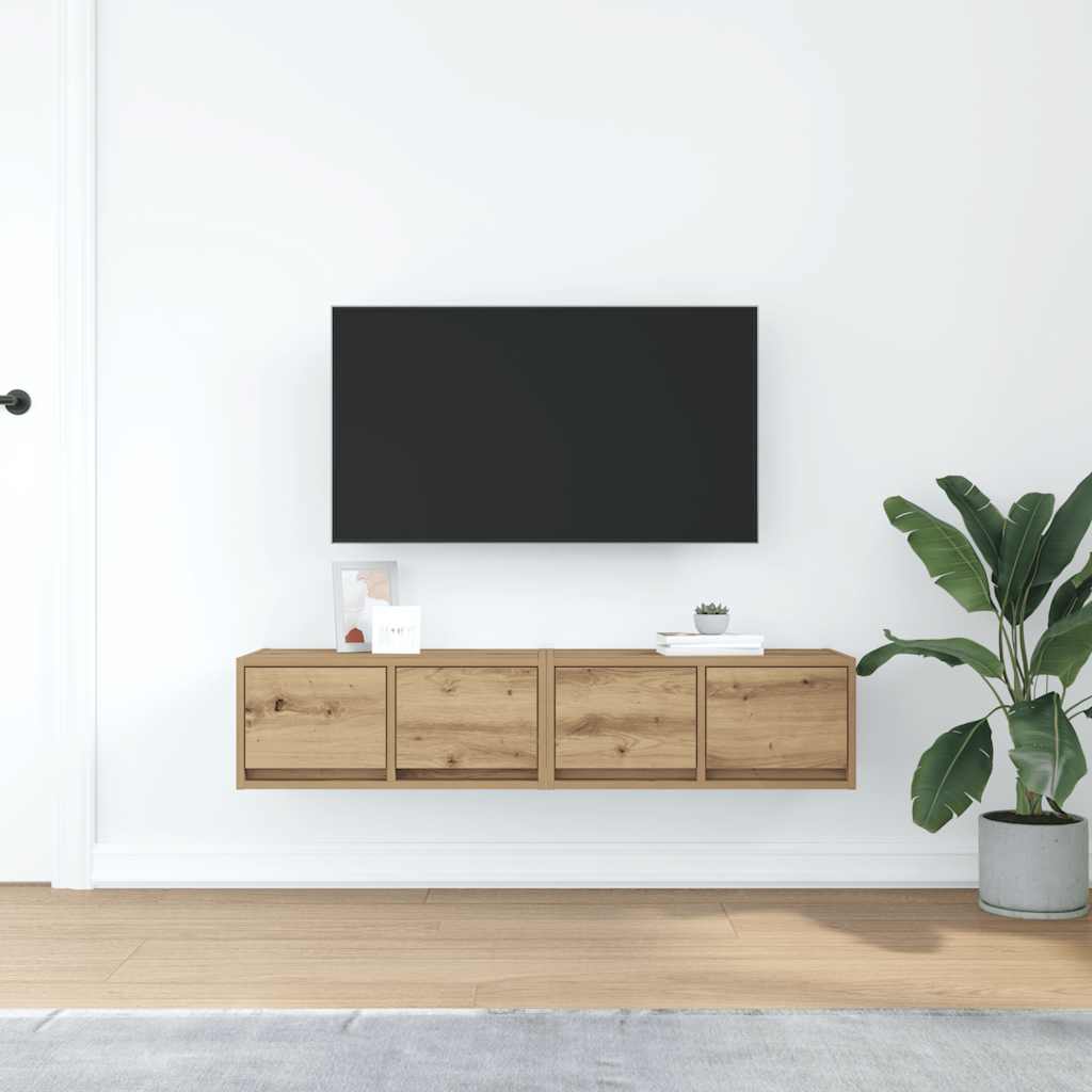 Tv-Seinäkaapit 2 Kpl 60X31X25,5 Cm Tekninen Puu