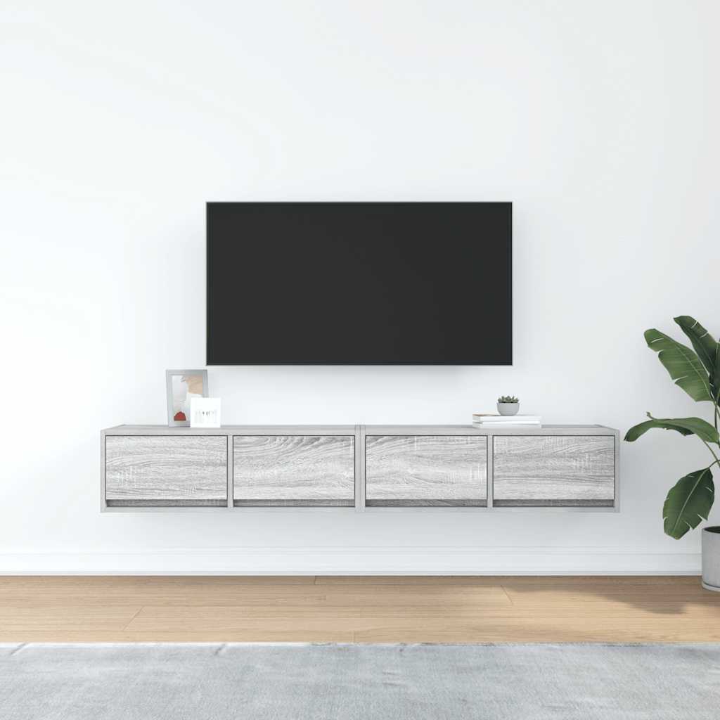 Tv-Seinäkaapit 2 Kpl 80X31X25,5 Cm Tekninen Puu
