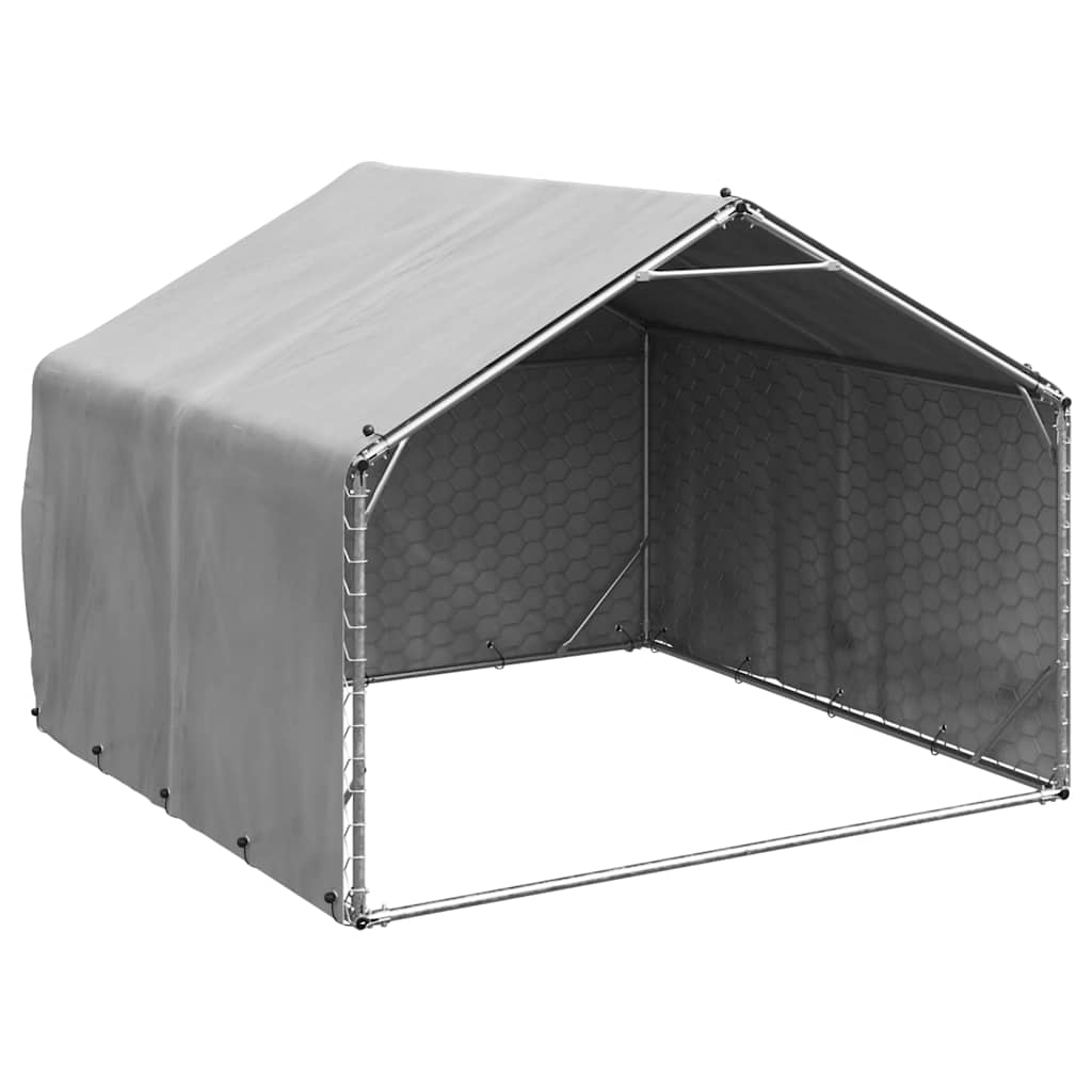 Ulkokoirahäkki Katoksella 3X2X1,9 M Galvanoitu Teräs