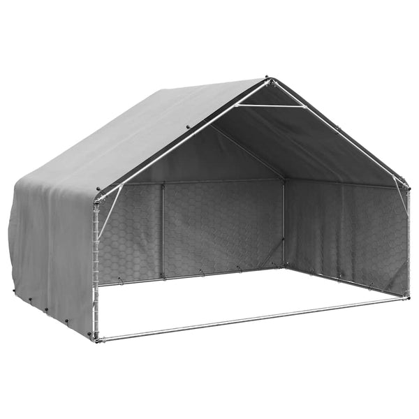 Ulkokoirahäkki Katoksella 3X2X1,9 M Galvanoitu Teräs