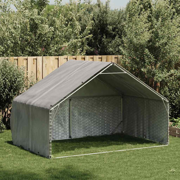 Ulkokoirahäkki Katoksella 3X2X1,9 M Galvanoitu Teräs