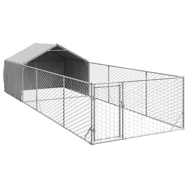 Ulkokoirakennel Juoksun Kanssa 6X2X1,5 M Galvanoitu Teräs