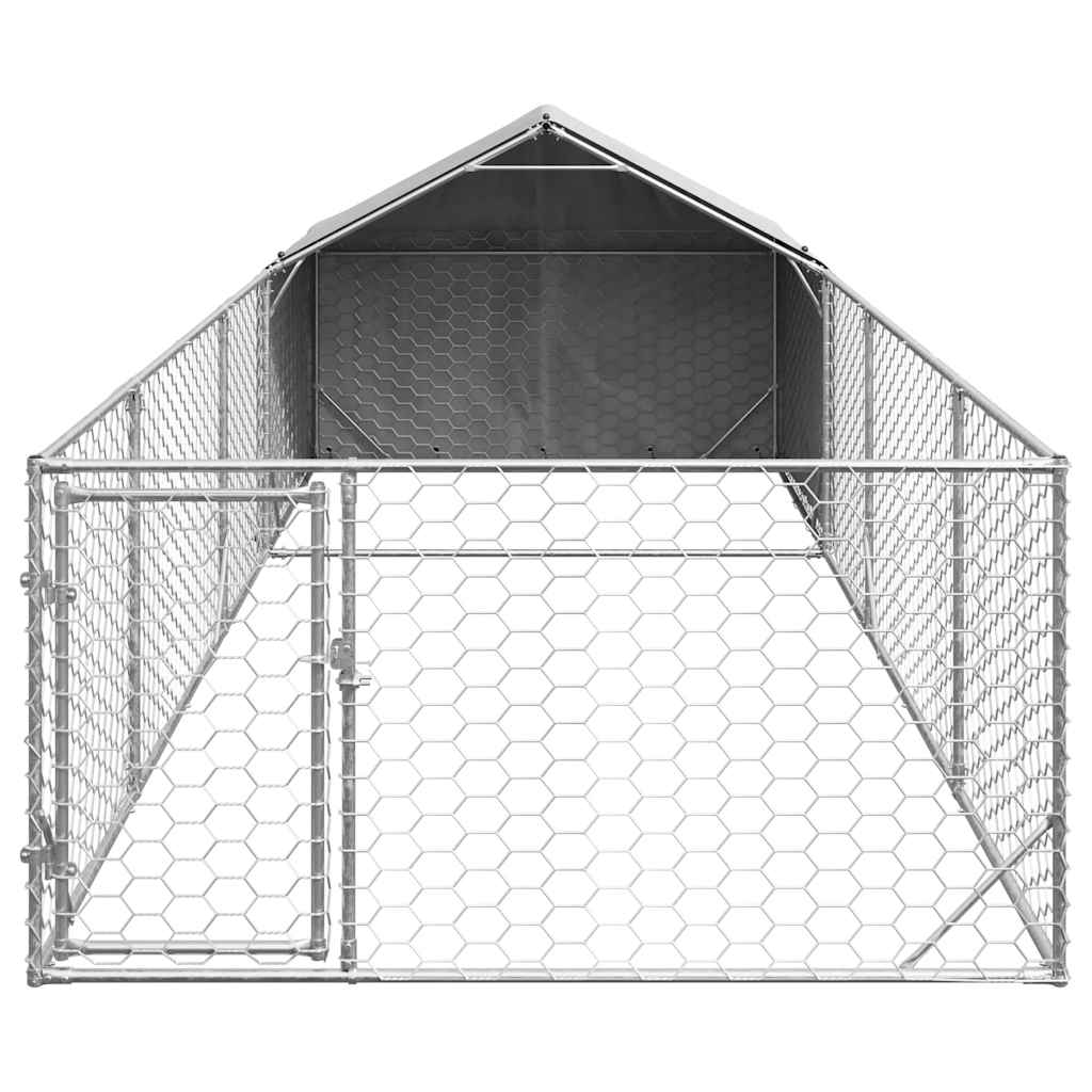 Ulkokoirakennel Juoksun Kanssa 6X2X1,5 M Galvanoitu Teräs