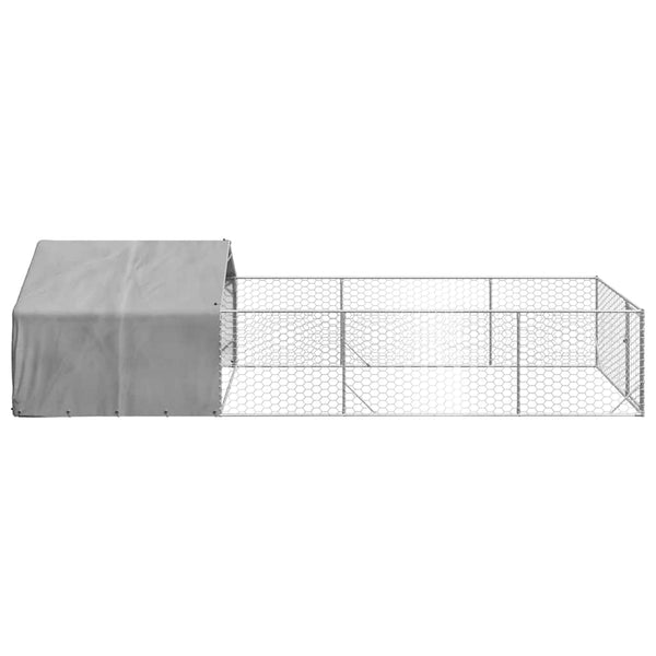 Ulkokoirakennel Juoksun Kanssa 6X2X1,5 M Galvanoitu Teräs