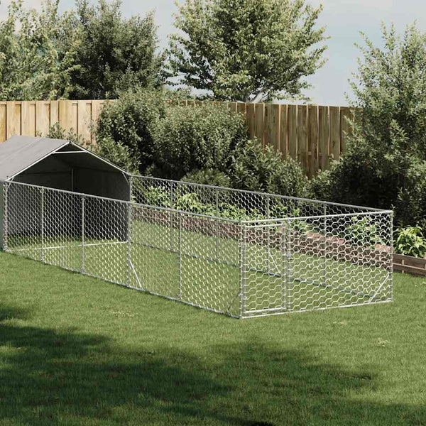 Ulkokoirakennel Juoksun Kanssa 6X2X1,5 M Galvanoitu Teräs