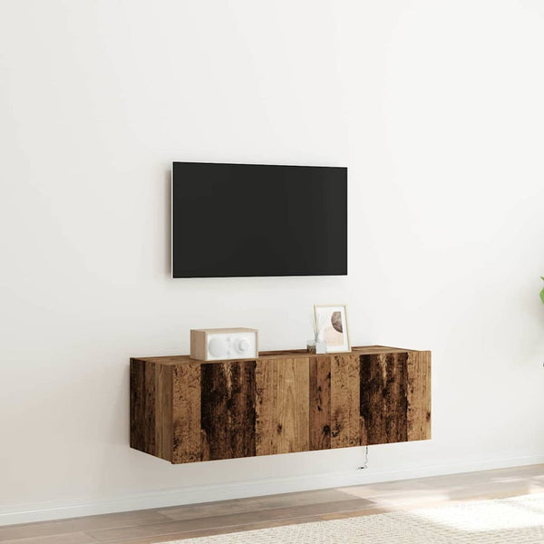 Tv-Seinäkaapit Led-Valoilla 2 Kpl