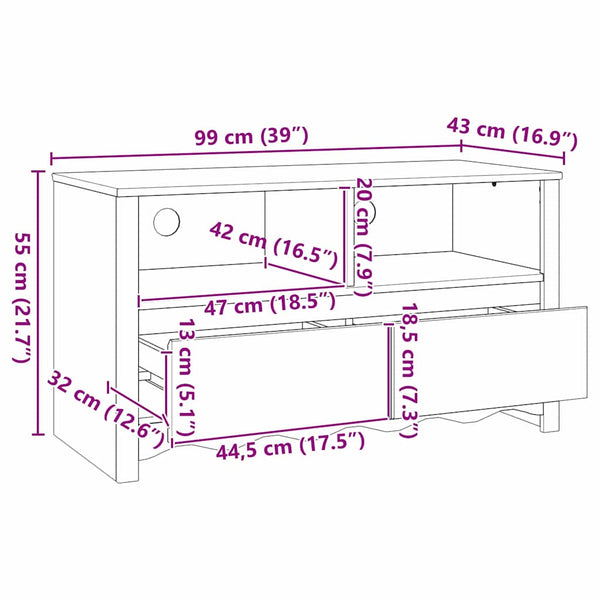 Tv-Kaappi Drammen 99 X 43 X 55 Cm Täysi Mänty