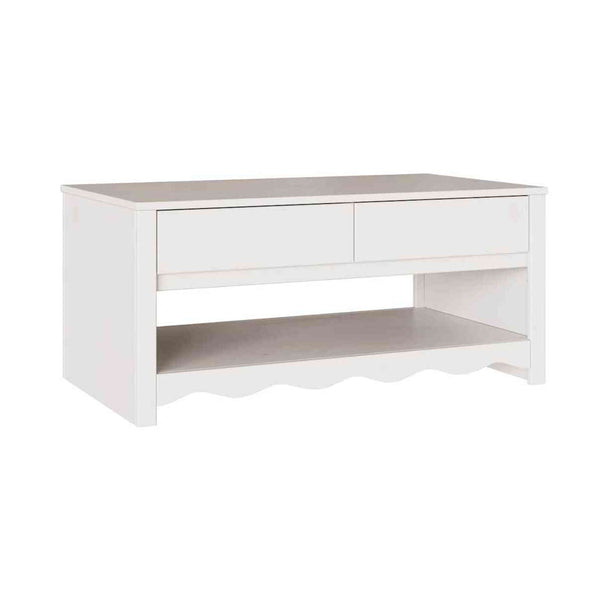 Sohvapöytä Drammen Valkoinen 99 X 55 X 45 Cm Massiivinen Mänty