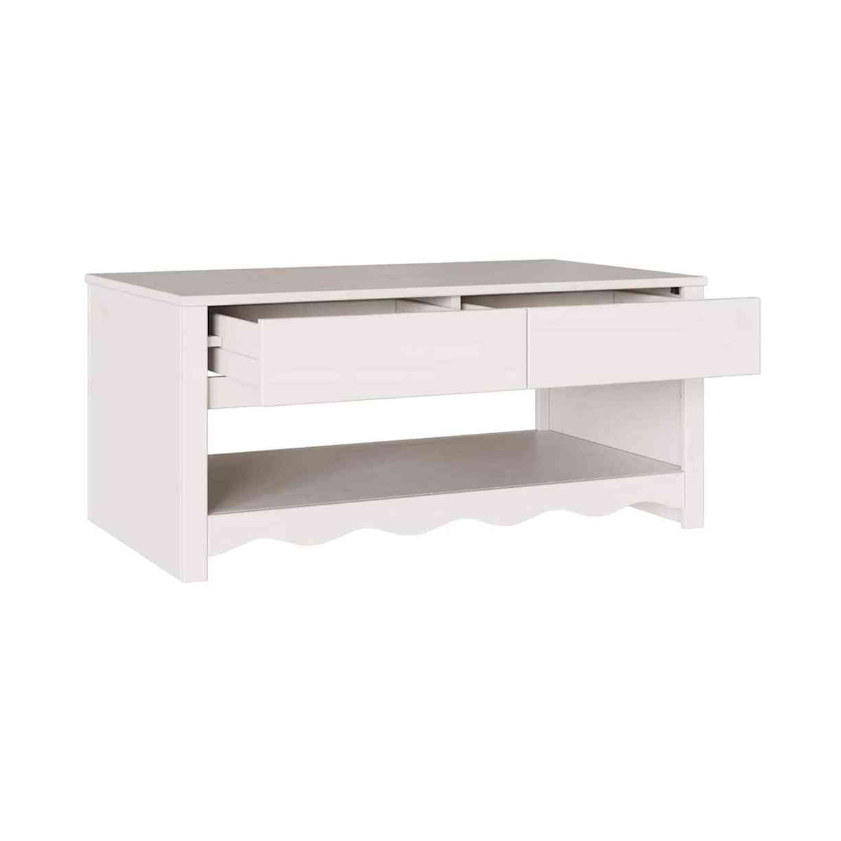 Sohvapöytä Drammen Valkoinen 99 X 55 X 45 Cm Massiivinen Mänty