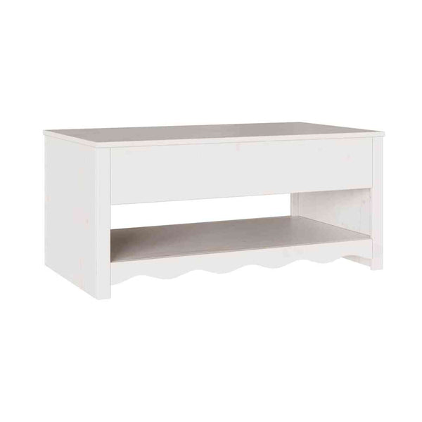 Sohvapöytä Drammen Valkoinen 99 X 55 X 45 Cm Massiivinen Mänty