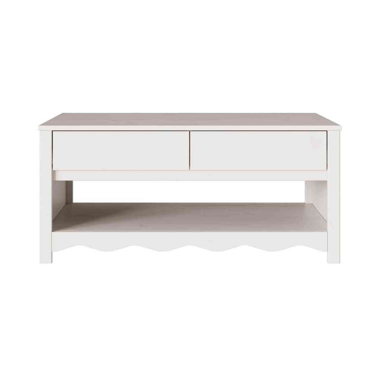 Sohvapöytä Drammen Valkoinen 99 X 55 X 45 Cm Massiivinen Mänty
