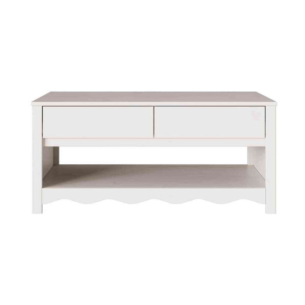 Sohvapöytä Drammen Valkoinen 99 X 55 X 45 Cm Massiivinen Mänty