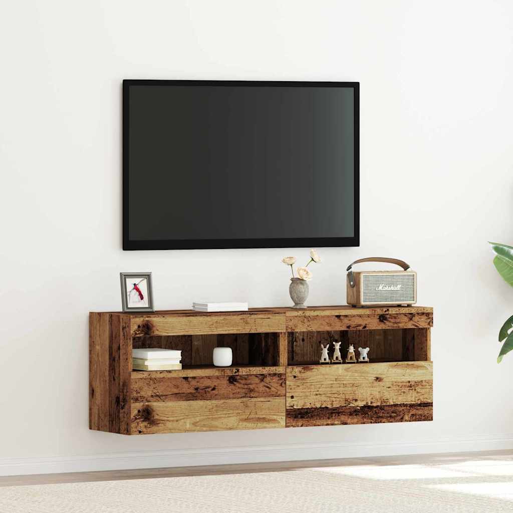 Tv-Seinäkaapit Led-Valoilla 2 Kpl 60X30X40 Cm