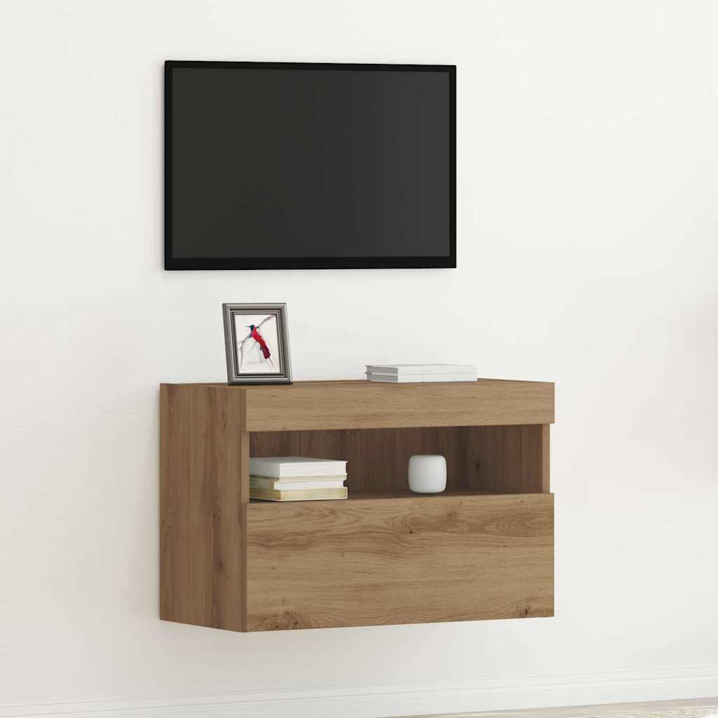 Tv-Seinäkaapit Led-Valoilla 2 Kpl 60X30X40 Cm