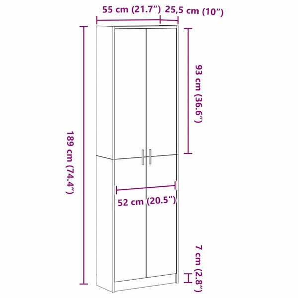 Vaatekaappi 55 X 25 X 189 Cm Tekninen Puu