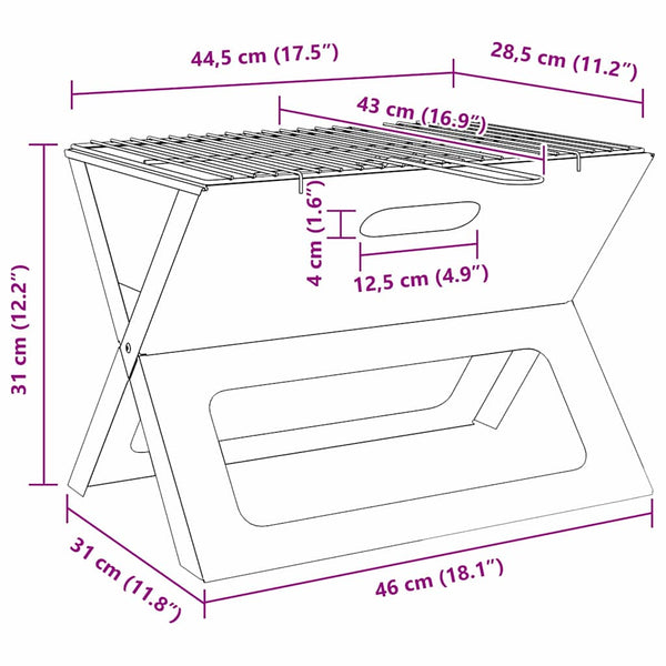 Ulkoilma Grilli Musta 46 X 31 X 31 Cm Teräs