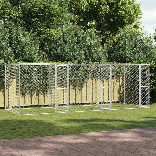 Koiranhäkki Ovilla Harmaa 12X2X1,5 M Galvanoitu Teräs