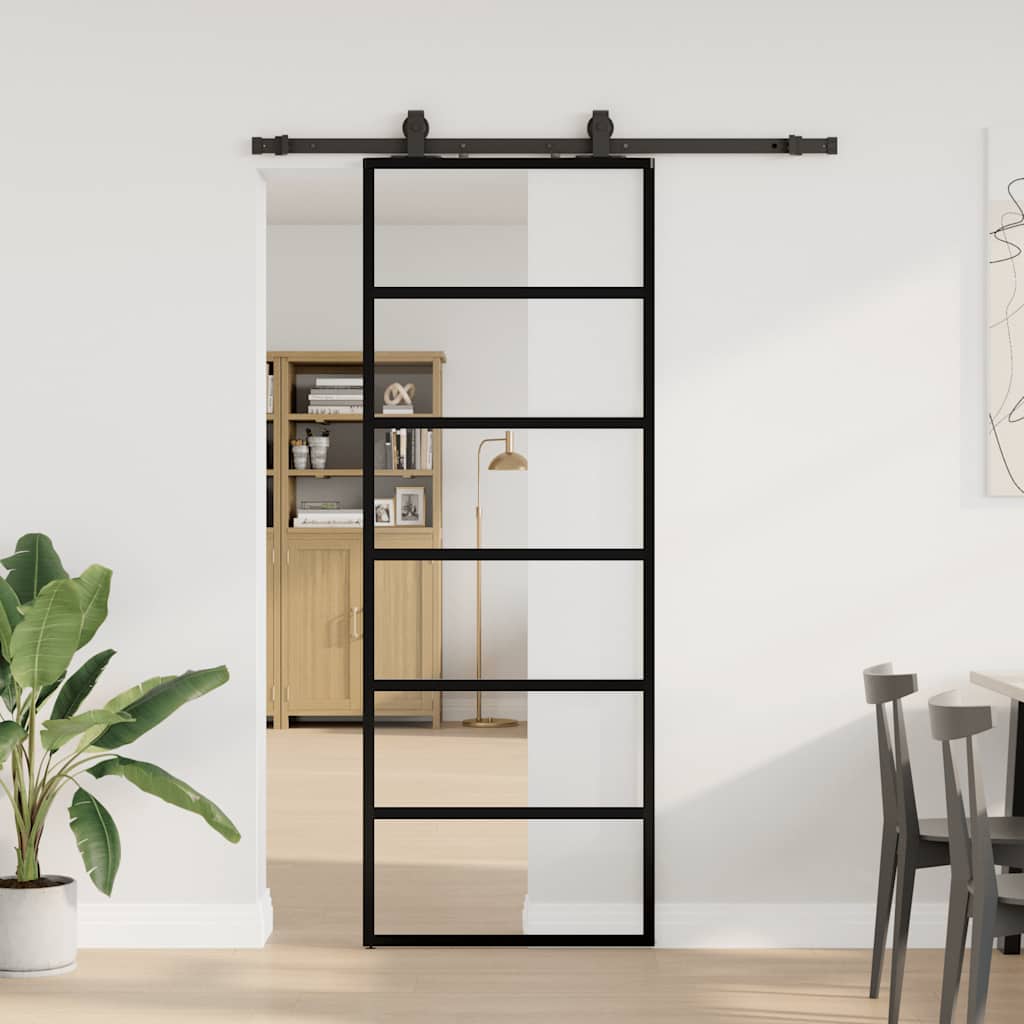 Liukuovi Asennustarvikkeilla Musta 90X205 Cm Esg Lasi