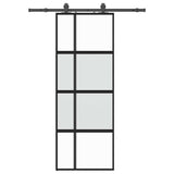 Liukuovi Laitteistosarjalla Musta 76X205 Cm Karkaistu Lasi