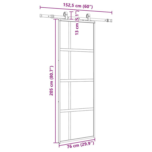 Liukuovi Laitteistosarjalla Musta 76X205 Cm Karkaistu Lasi