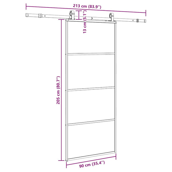 Liukuovi Asennustarvikkeilla 90X205 Cm Esg Lasi