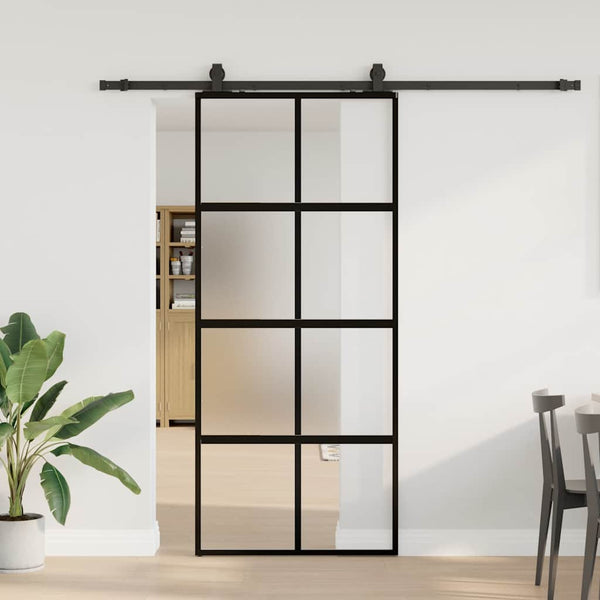 Liukuovi Laitteistosarjalla Musta 102,5X205 Cm Karkaistu Lasi
