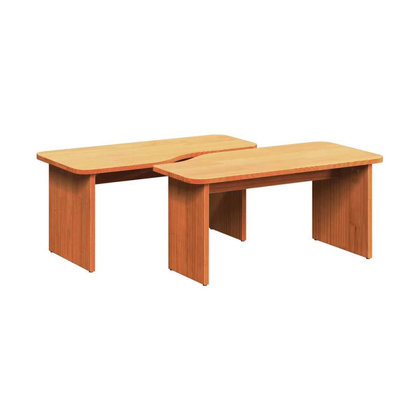 Sohvapöytä 2 Kpl Vaha Ruskea 100 X 69 X 35,5 Cm Täysi Mänty