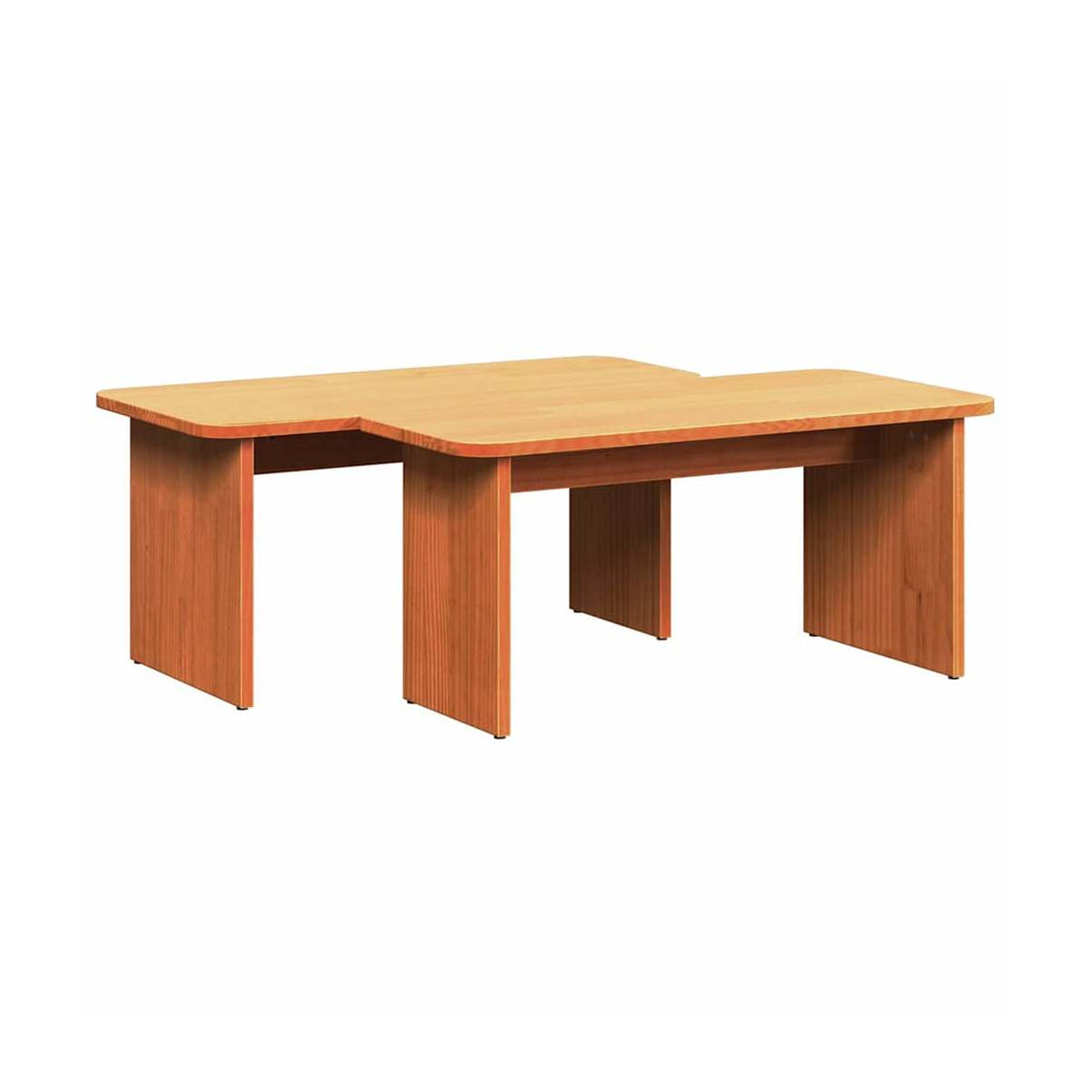 Sohvapöytä 2 Kpl Vaha Ruskea 100 X 69 X 35,5 Cm Täysi Mänty