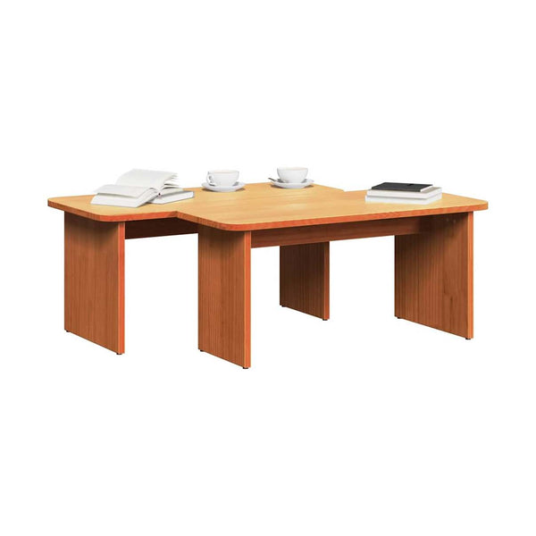 Sohvapöytä 2 Kpl Vaha Ruskea 100 X 69 X 35,5 Cm Täysi Mänty