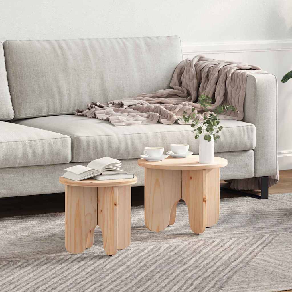 Sohvapöytä 2 Kpl Vaha Ruskea 39.5 X 39.5 X 30 Cm Täysi Mänty