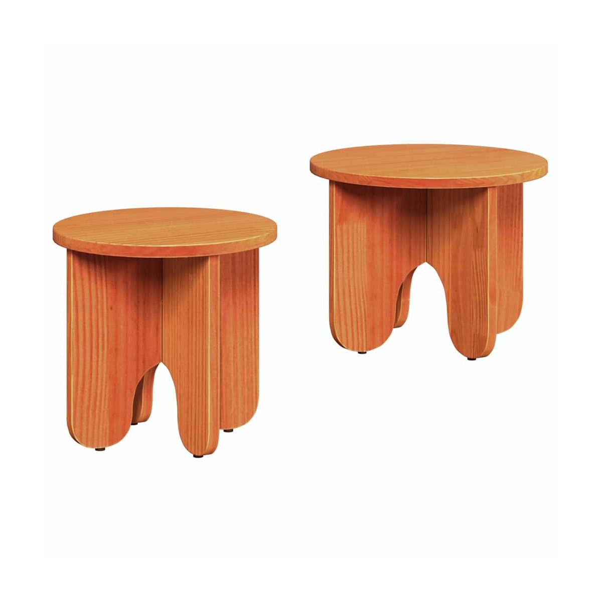 Sohvapöytä 2 Kpl Vaha Ruskea 39.5 X 39.5 X 30 Cm Täysi Mänty