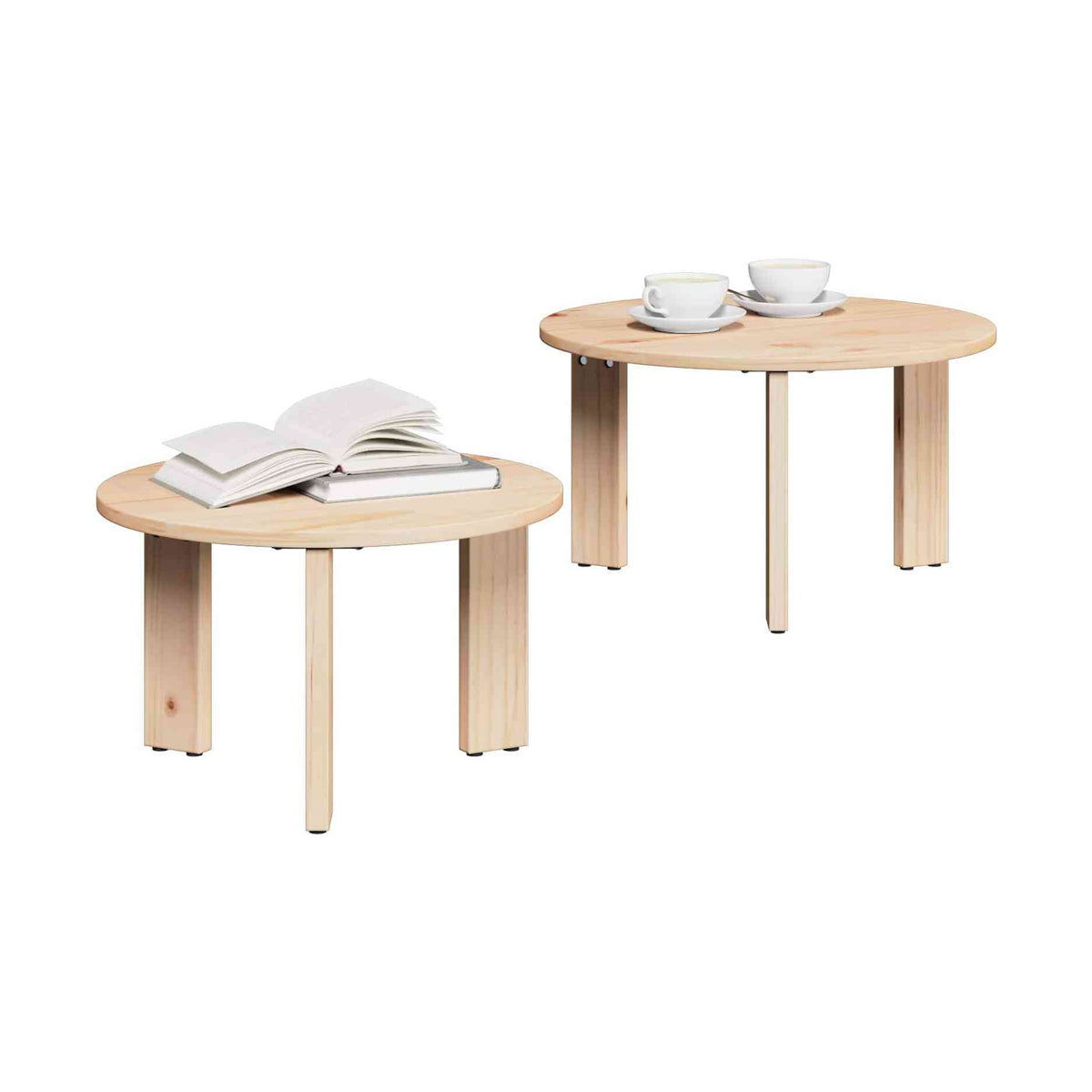 Sohvapöytä 2 Kpl 47,5 X 47,5 X 27 Cm Täysi Mänty
