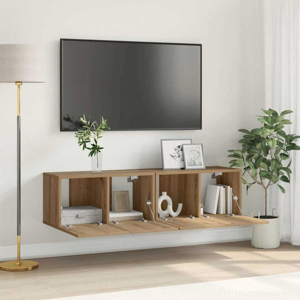 Tv-Tasosetti 2 Kpl Ruskea Tekninen Puu