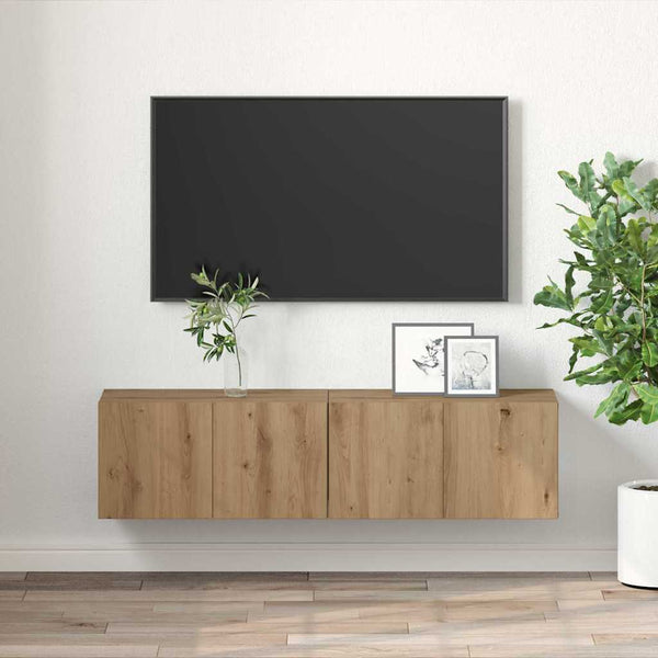 Tv-Tasosetti 2 Kpl Ruskea Tekninen Puu