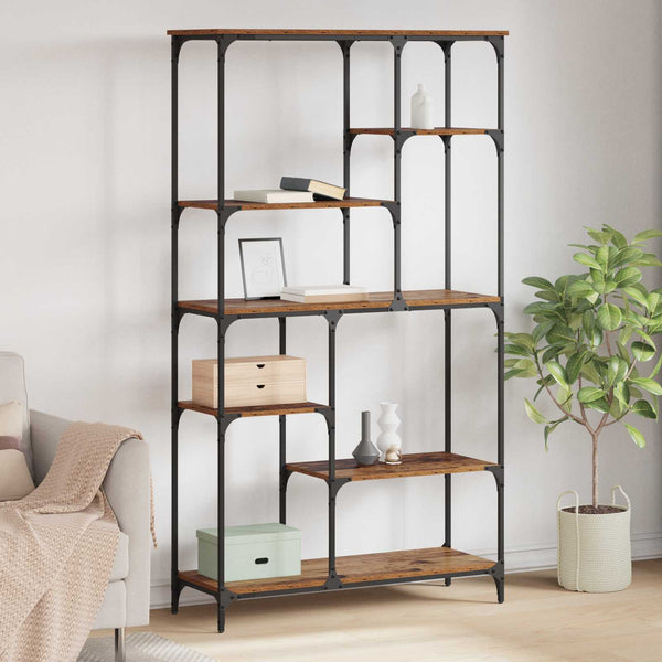 Kirjahylly 99X35,5X176 Cm Tekninen Puu Ja Teräs