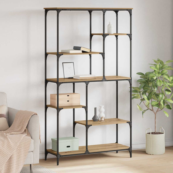 Kirjahylly 99X35,5X176 Cm Tekninen Puu Ja Teräs