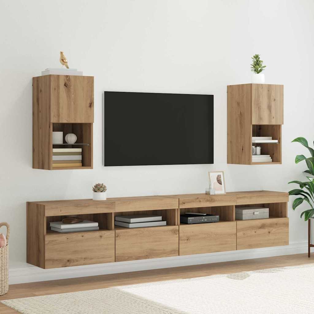 Tv-Kaapit Led-Valoilla 2 Kpl 30,5X30X102 Cm