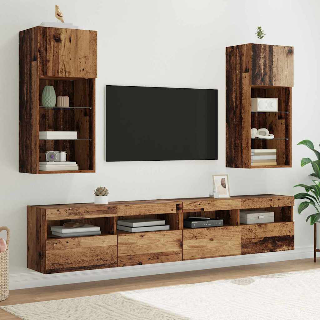 Tv-Kaapit Led-Valoilla 2 Kpl 30,5X30X102 Cm
