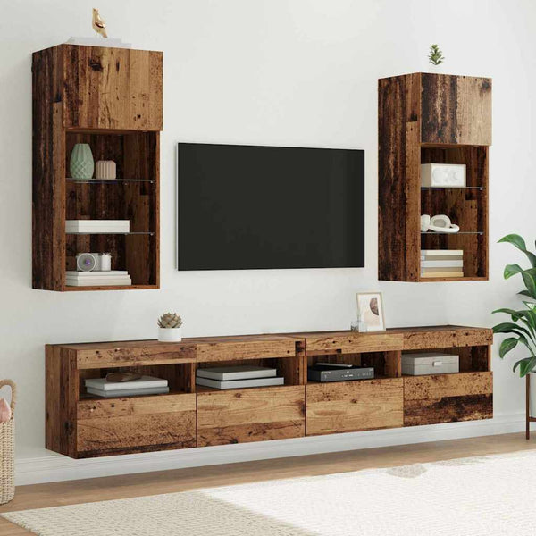 Tv-Kaapit Led-Valoilla 2 Kpl 30,5X30X102 Cm