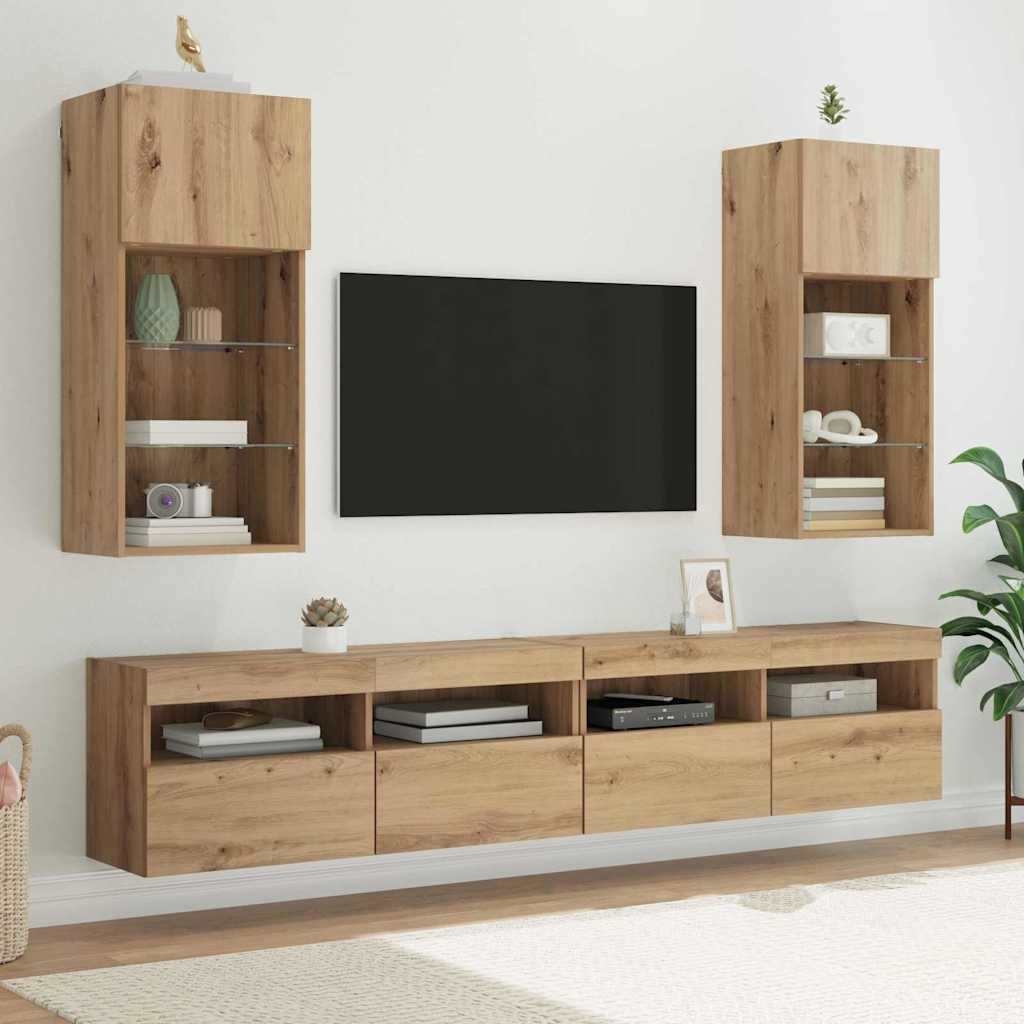 Tv-Kaapit Led-Valoilla 2 Kpl 30,5X30X102 Cm