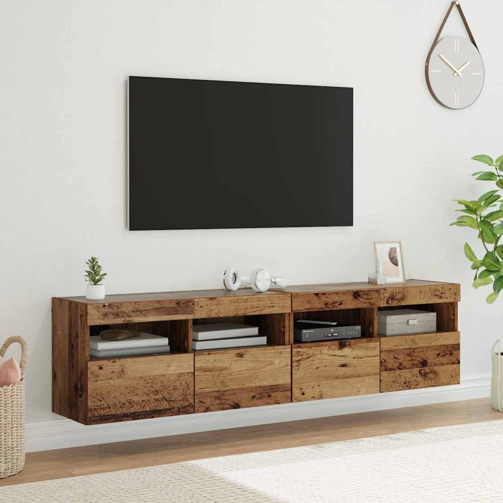 Tv-Seinäkaapit Led-Valoilla 2 Kpl 60X30X40 Cm