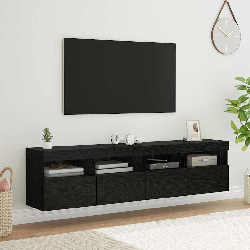 Tv-Seinäkaapit Led-Valoilla 2 Kpl 60X30X40 Cm