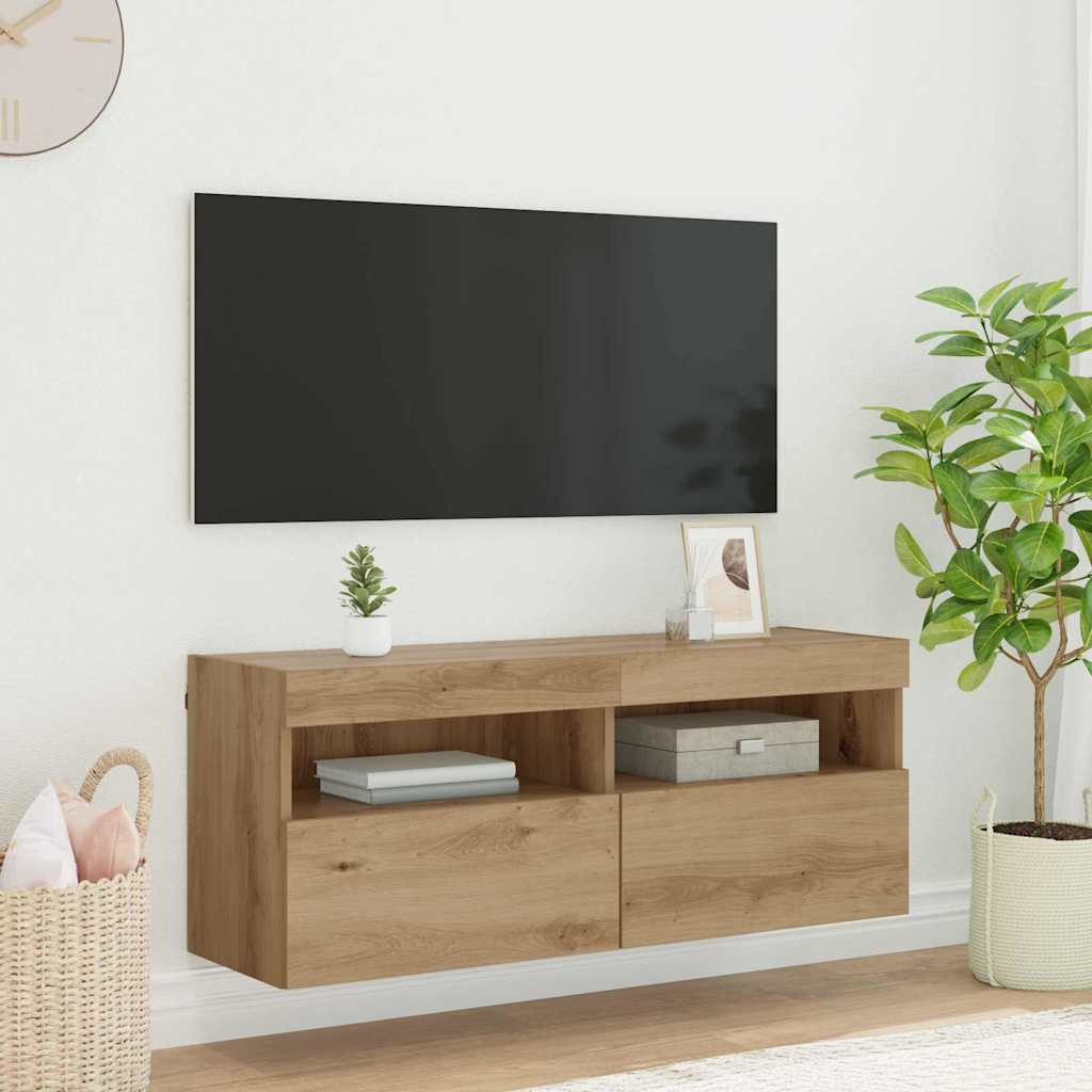 Tv-Seinäkaapit Led-Valoilla 2 Kpl 60X30X40 Cm