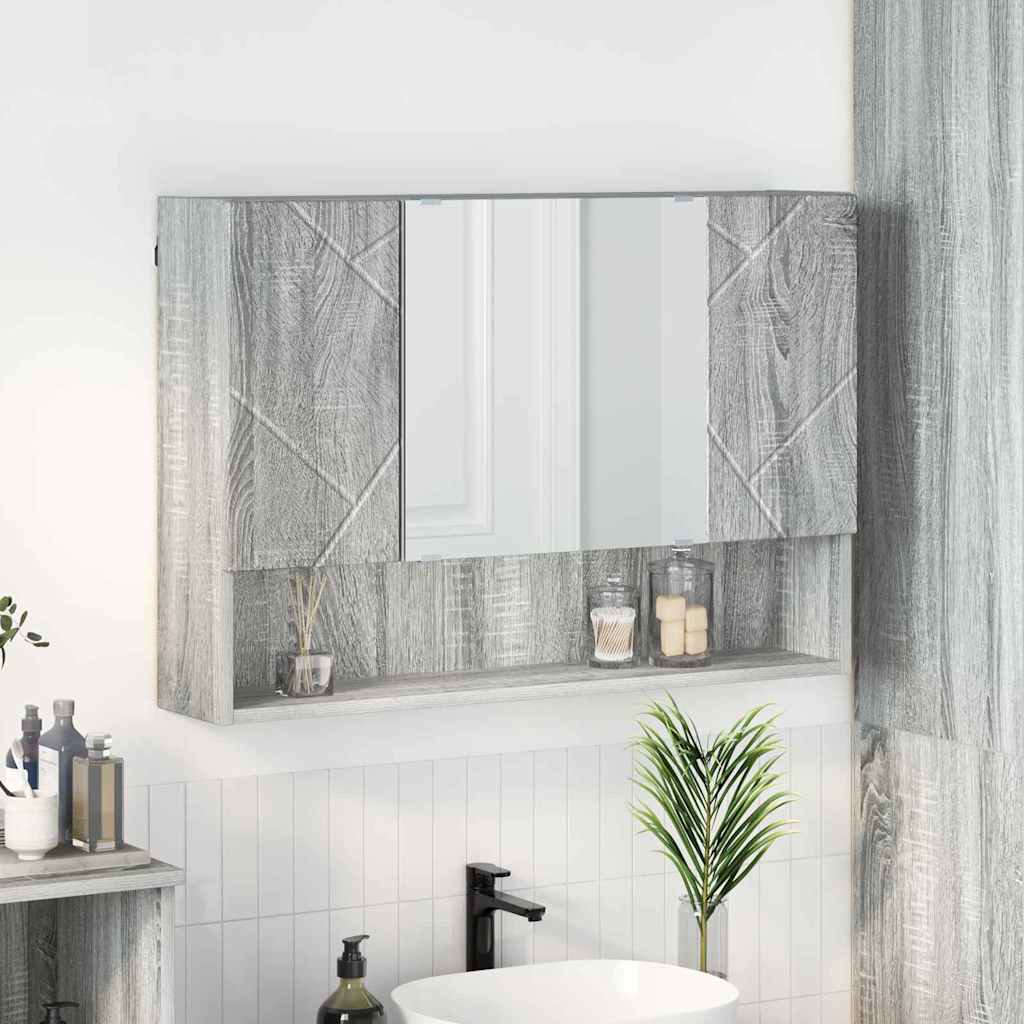 Peilikaappi Ovella Betoni Harmaa 80 X 17 X 55 Cm Tekninen Puu