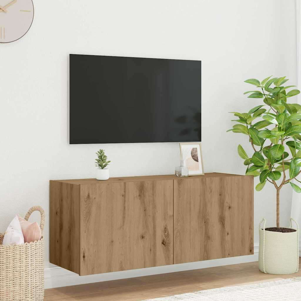 Tv-Seinäkaapit Led-Valoilla 2 Kpl