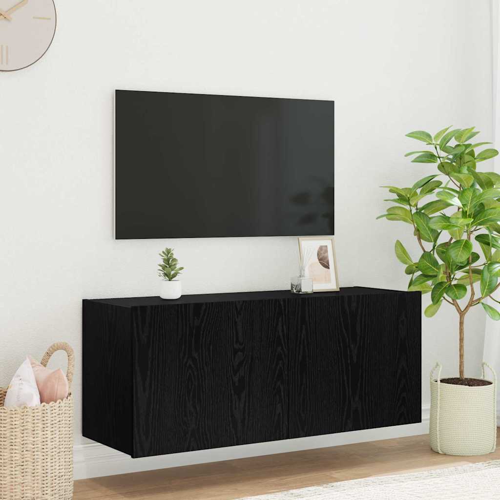 Tv-Seinäkaapit Led-Valoilla 2 Kpl