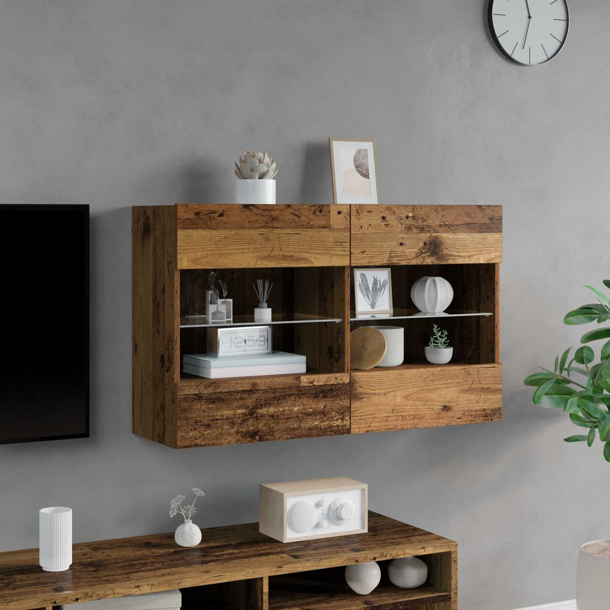 Tv-Seinäkaappi 98,5 X 30 X 60,5 Cm Tekninen Puu
