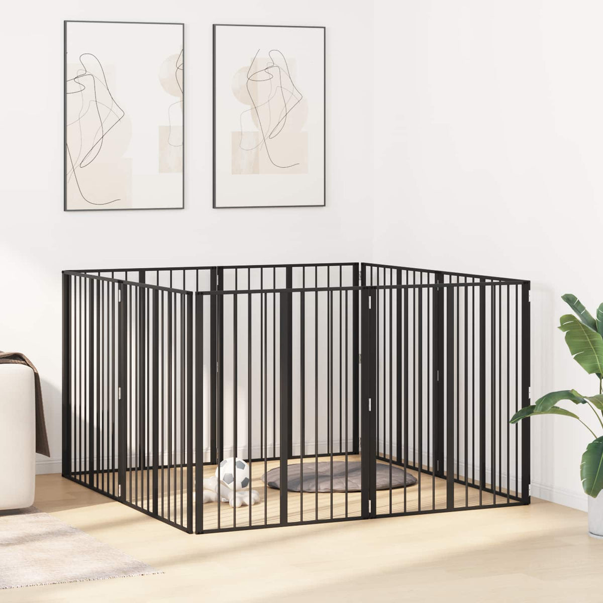 Koiraportti 4 Kpl Musta Galvanoitu Teräs