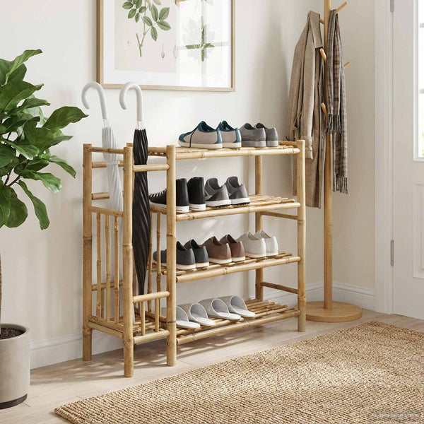 Kenkäteline Hyllyllä Luonnollinen 88 X 27 X 80 Cm Bambusta